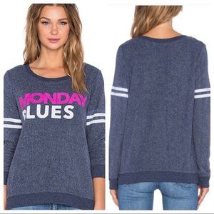 Chaser Monday Blues Fuzzy Crewneck Sweater Large